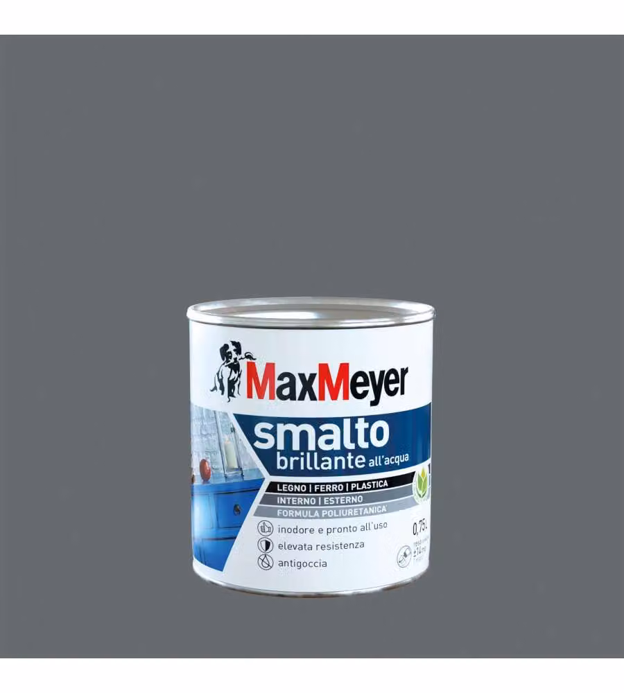MaxMeyer Smalto Poliuretanico Brillante all'Acqua - Grigio Fumo - 0,75 l