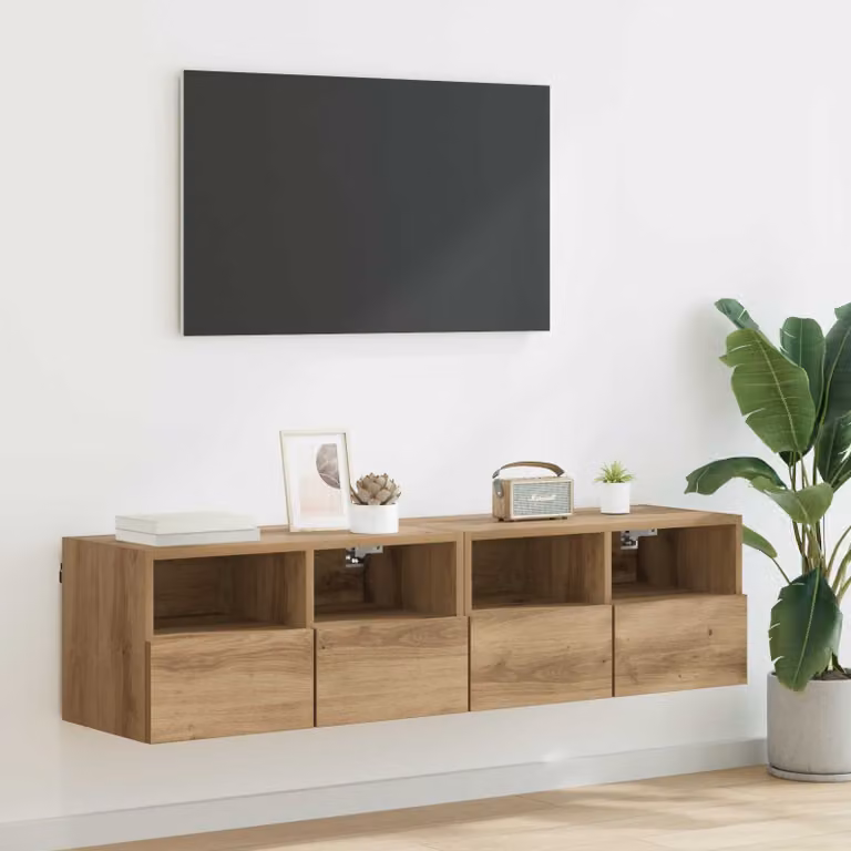 Set di 2 Mobiletti TV da Parete Moderni vidaXL in Legno Marrone