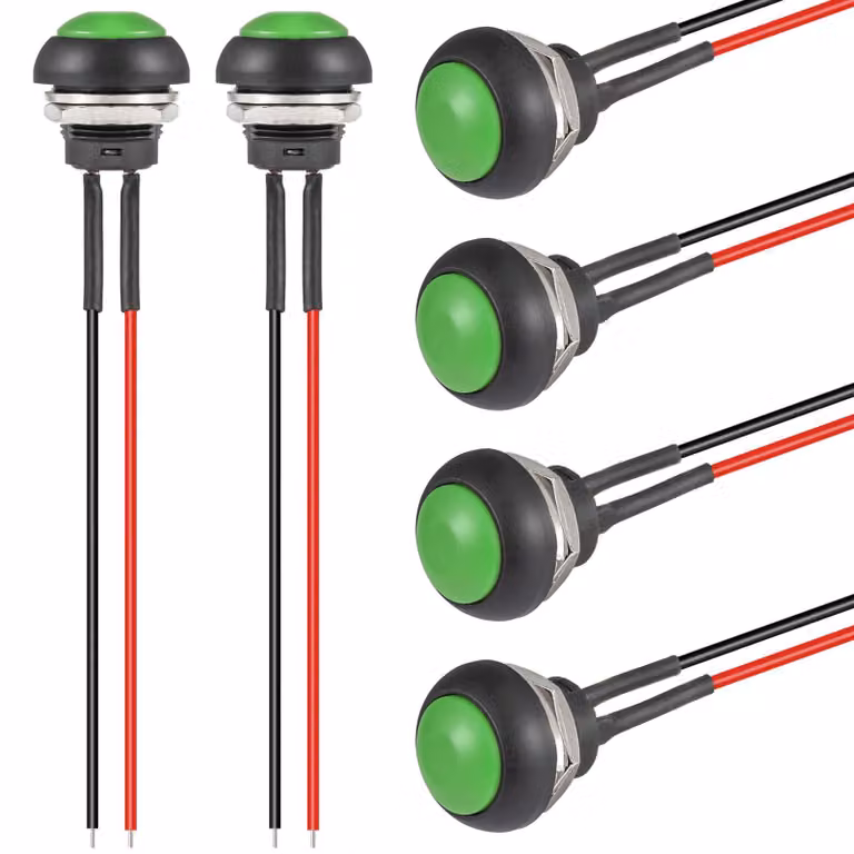 Interruttore a pulsante momentaneo da 12 mm, colore verde, 3A/250V AC, impermeabile, confezione da 6 pezzi