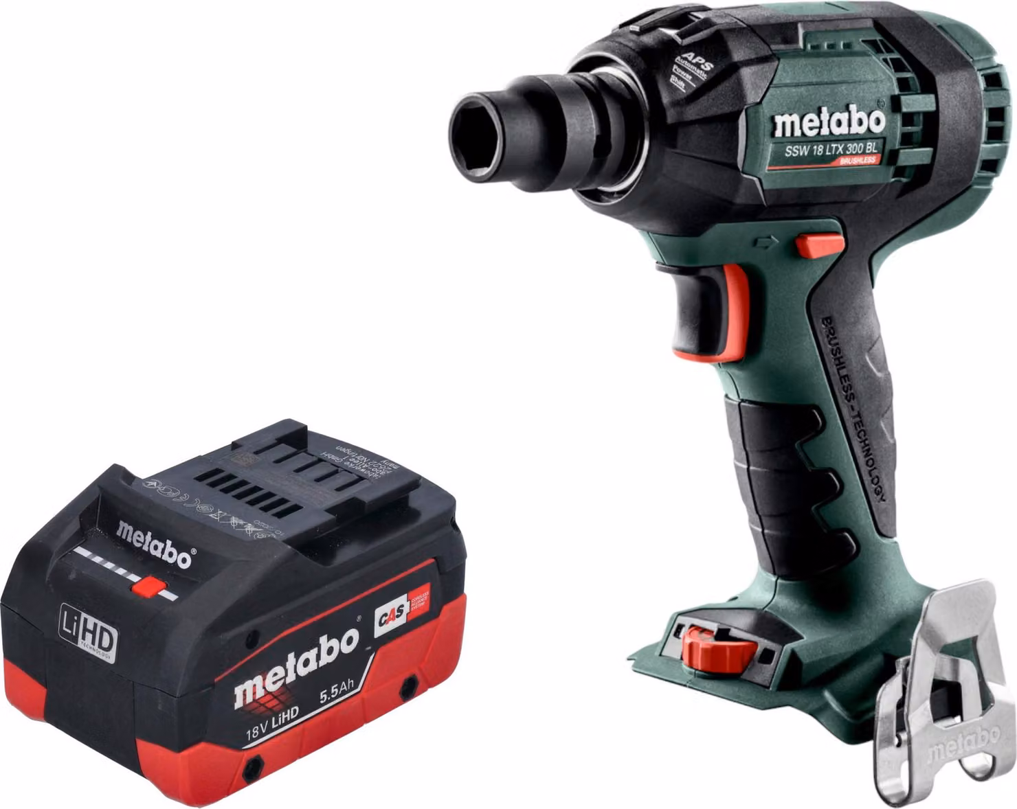 Avvitatore a impatto a batteria Metabo SSW 18 LTX 300 BL 18 V 300 Nm 1/2" Brushless + 1x batteria LiHD 5,5 Ah - senza caricabatteria