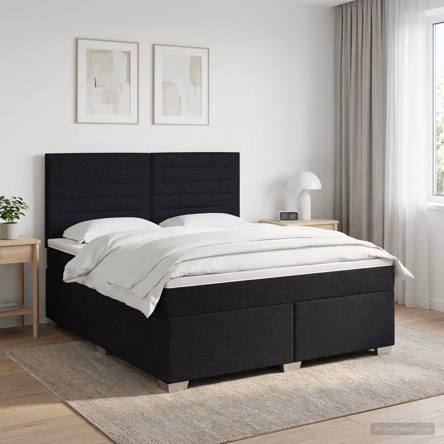 Maison Exclusive - Letto boxspring con materasso nero 140 x 190 cm Tessuto
