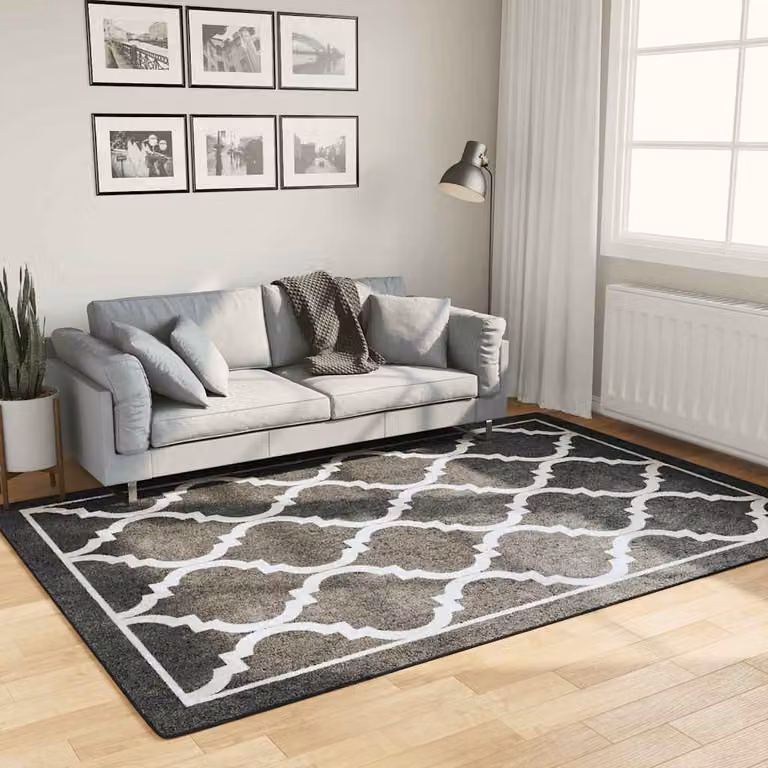Tappeto moderno lavabile vidaXL in poliestere con motivo marocchino, nero e bianco, L: 160 cm x P: 230 cm