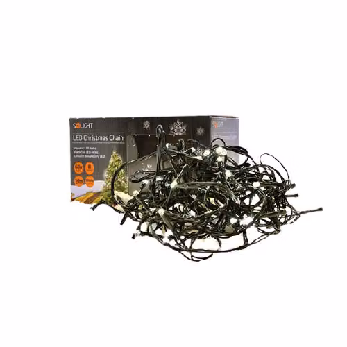 Solight 1V110-W, Catena luminosa decorativa, Nero, IP44, 6 h, 18 h, 50 lampadine