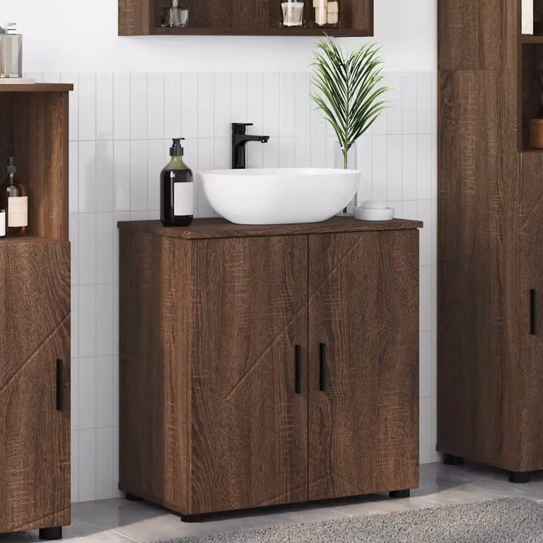 Mobile da bagno moderno vidaXL in rovere marrone con ante a battente L: 61 cm, P: 35 cm, H: 64 cm
