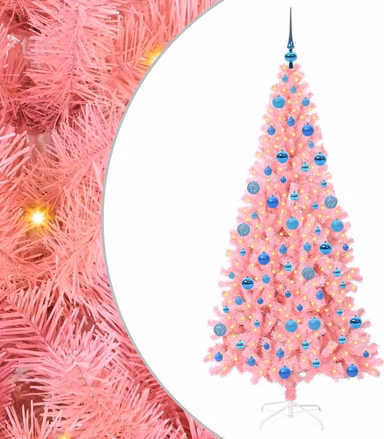 Albero di Natale con 300 LED con supporto Rosa 180 cm PVC