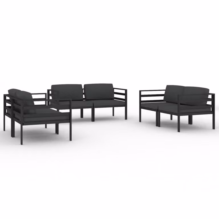 Set Divani da Giardino 6 pz con Cuscini in Alluminio Antracite