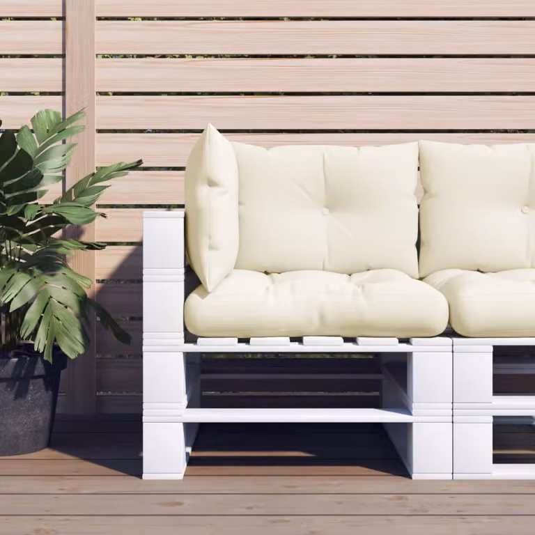 Set di 3 cuscini per pallet vidaXL in poliestere beige, resistenti all'acqua e ai raggi UV
