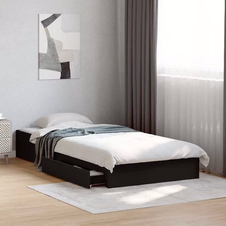 vidaXL Giroletto moderno con cassetti in legno multistrato nero L: 193 cm, P: 78 cm, H: 28 cm