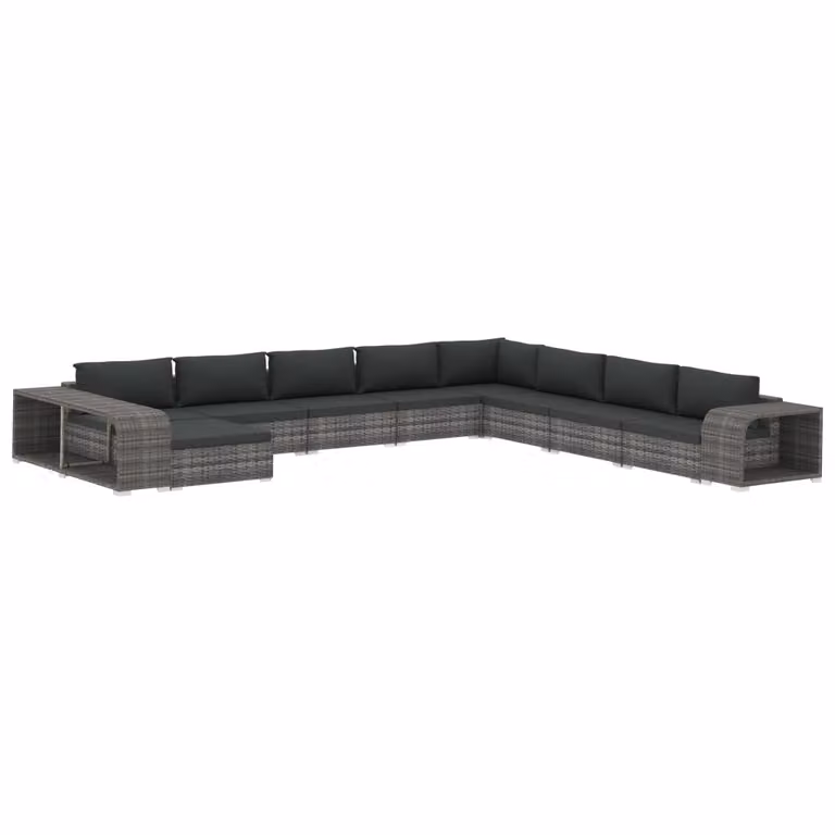 vidaXL set salotto da giardino 11 pezzi con cuscini in poly rattan grigio
