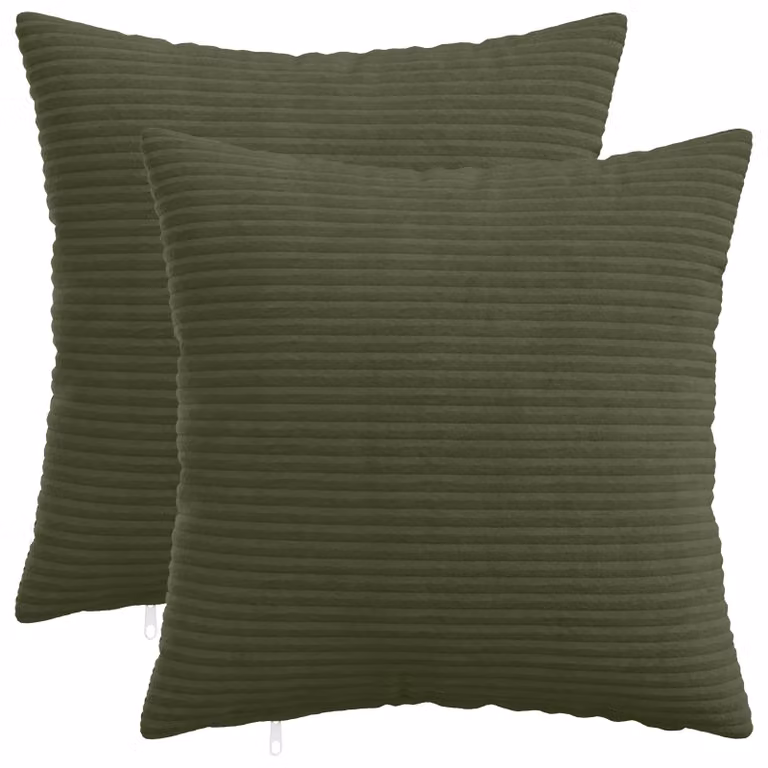 Set di 2 federe vidaXL HEERLEN in velluto a coste verdi, L/P: 40 x 40 cm
