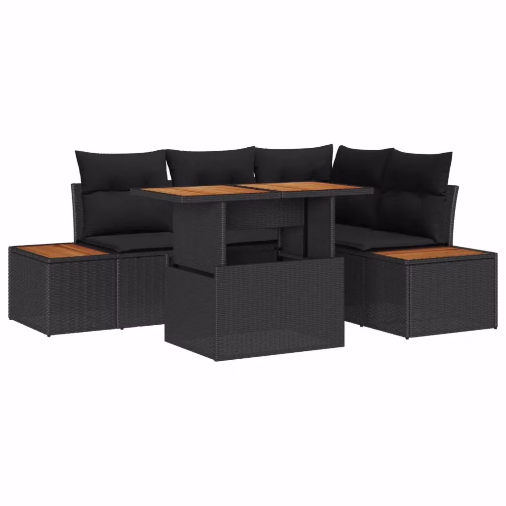 Set Divano da Giardino vidaXL 5 Pezzi a Forma di L con Tavolino e Contenitore Nero in Rattan e Metallo – 2