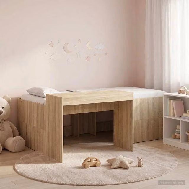Letto alto per bambini con scrivania Rovere Sonoma 80 x 200 cm 3422645