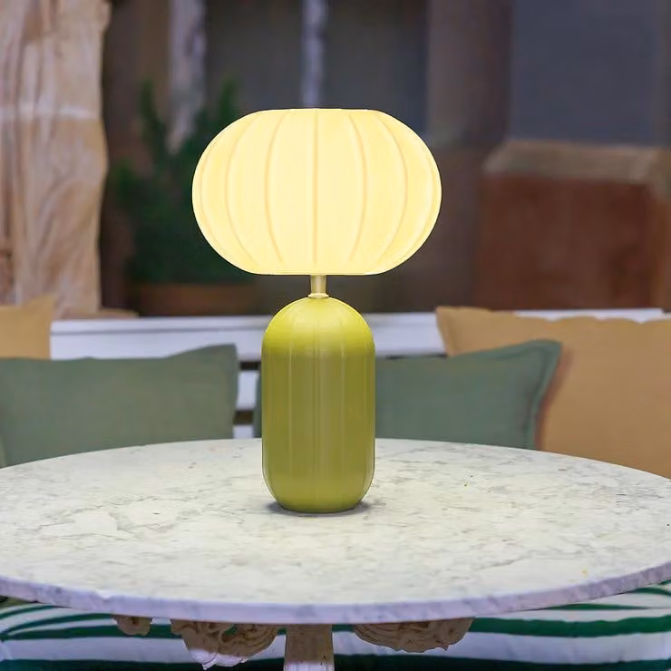 Lampada da tavolo LED Newgarden Rachel, alimentazione solare e a batteria, 45 cm, verde oliva