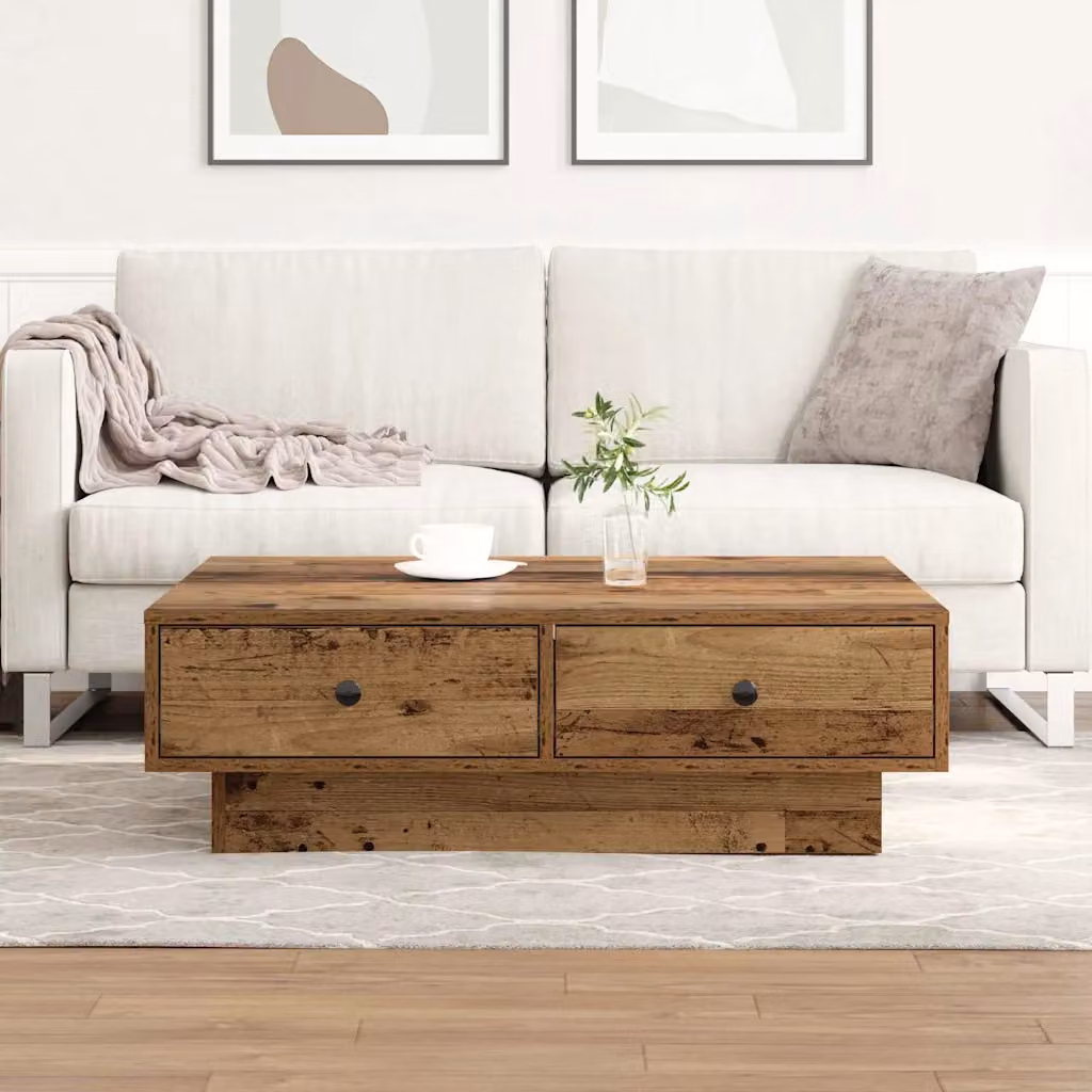 vidaXL Tavolino da salotto quadrato in legno marrone L/P/H: 90 x 90 x 28 cm