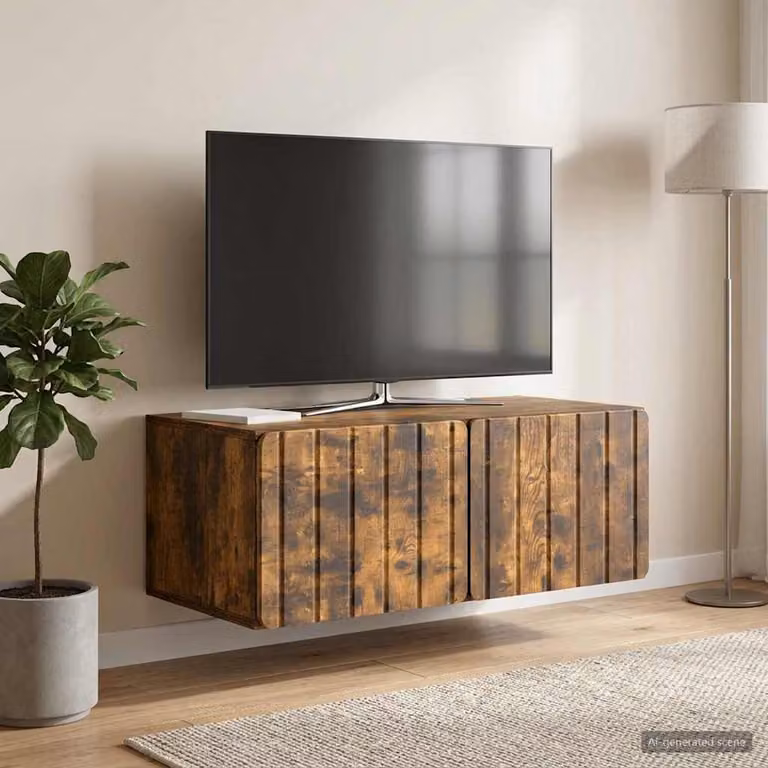 vidaXL Mobile Porta TV da Muro in Legno MDF Moderno, Colore Rovere Fumo, L 78,5 x P 41 x H 30 cm