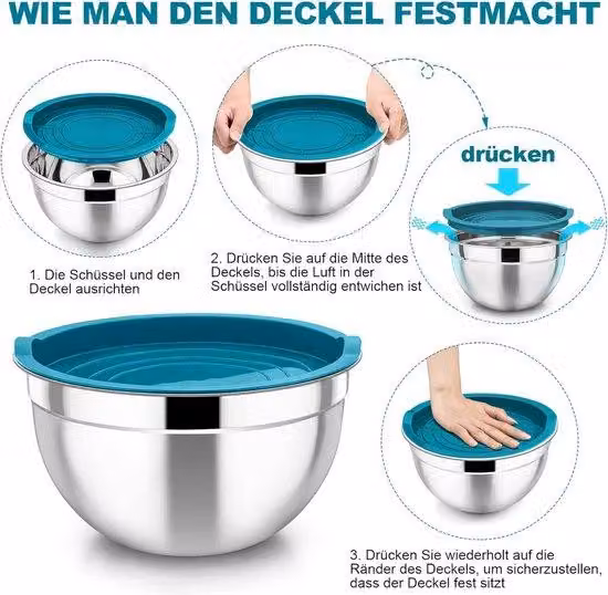 3 set di contenitori in plastica blu