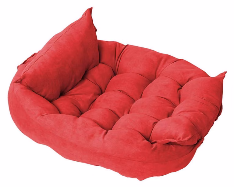 Cuccia per cani, cuccia per gatti, forma a ciambella, peluche, colore rosso, taglia XL, 75x55 cm