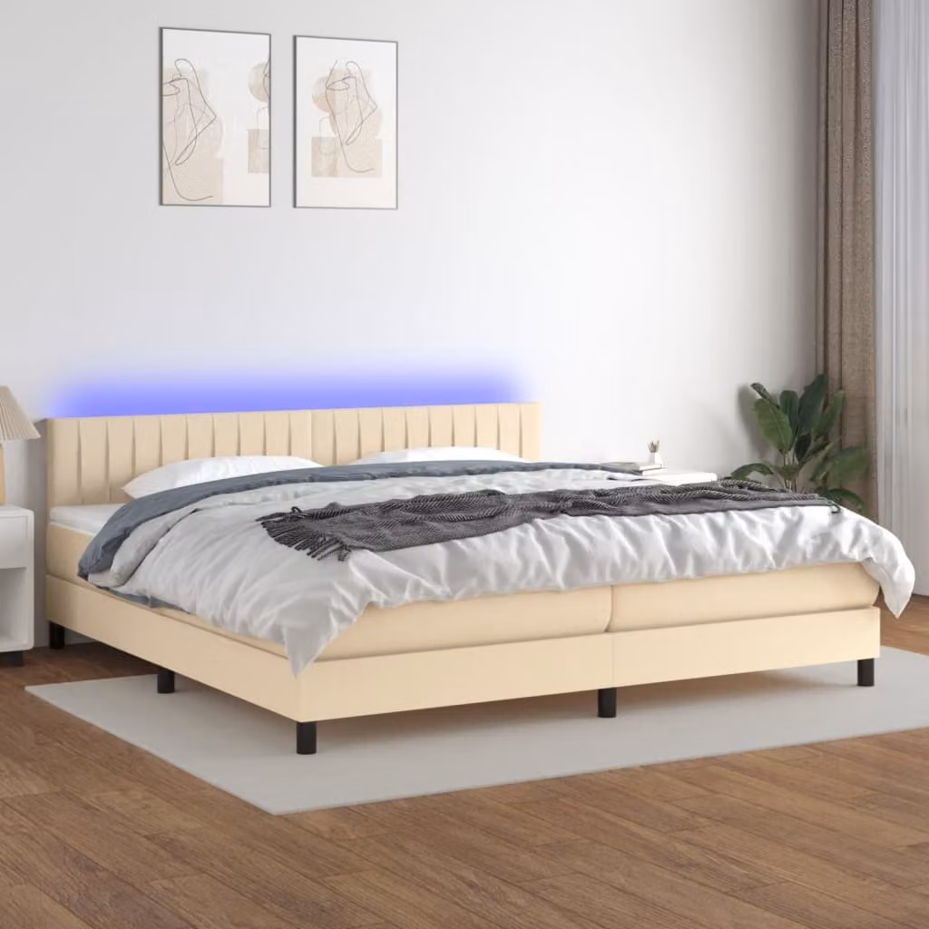 Maison Exclusive - Letto a Molle Materasso e LED bianco 200x200cm in Tessuto