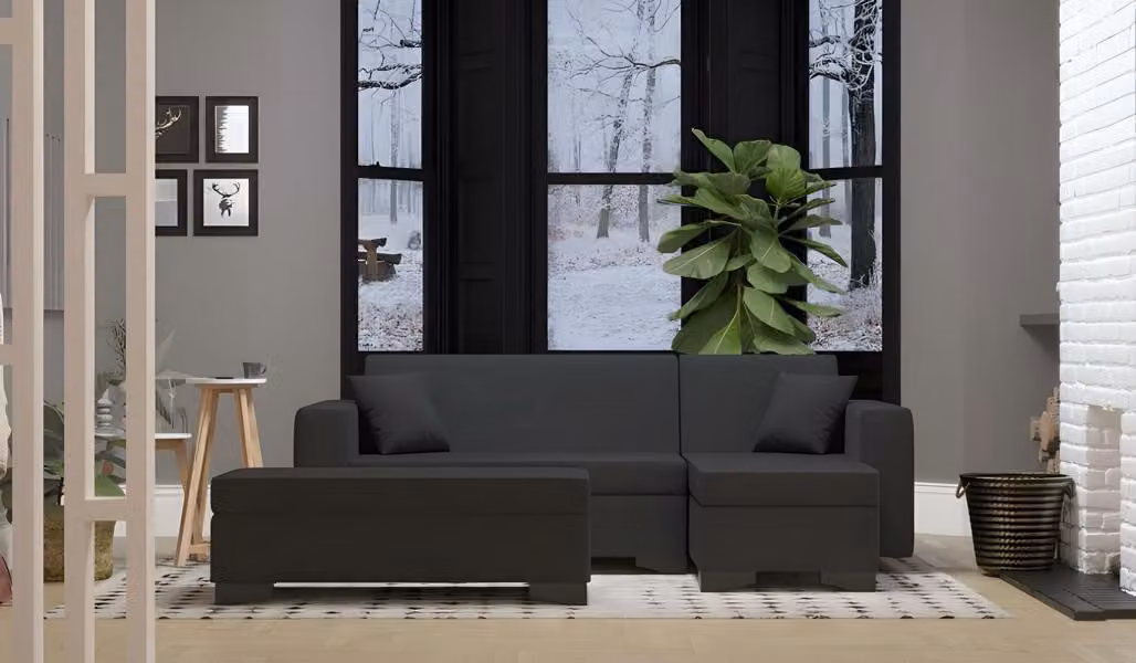 Ecksofa L-Form Stoffsofa Sofa Couch Grau Polstersofa Wohnzimmer Design