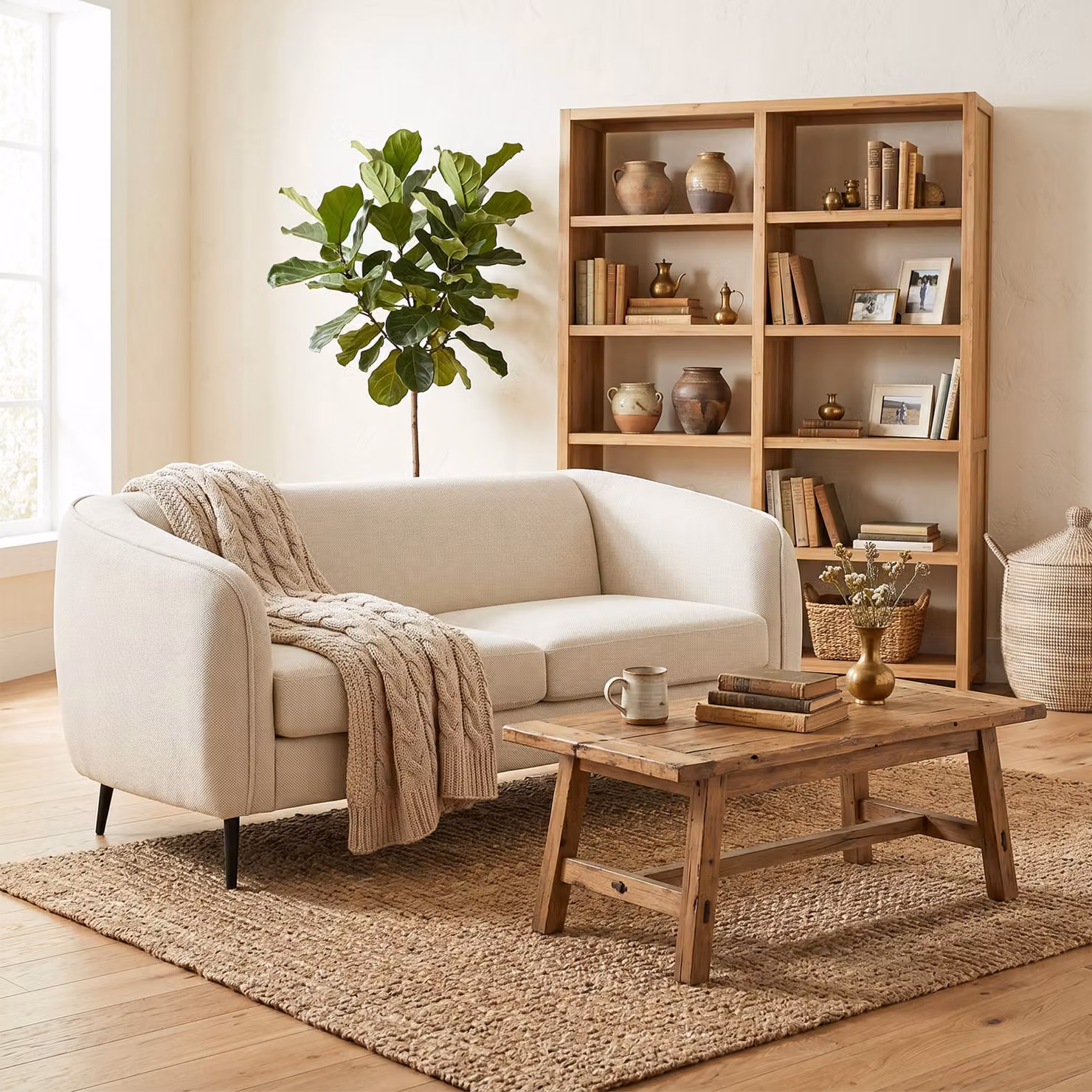 Divano Moderno da Salotto HOMCOM a 2 Posti con Seduta Ampia Imbottita e Cuscini, Beige, L: 160 cm, P: 76 cm, H: 72 cm – 2