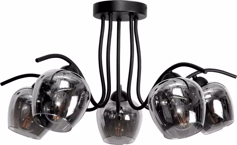 Lampada da soffitto, lampada a sospensione, nero, vetro, grafite, 15-340 Rufi Grey