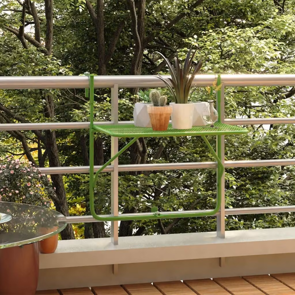 The Living Store Tavolino da balcone verde 60x40 cm in acciaio