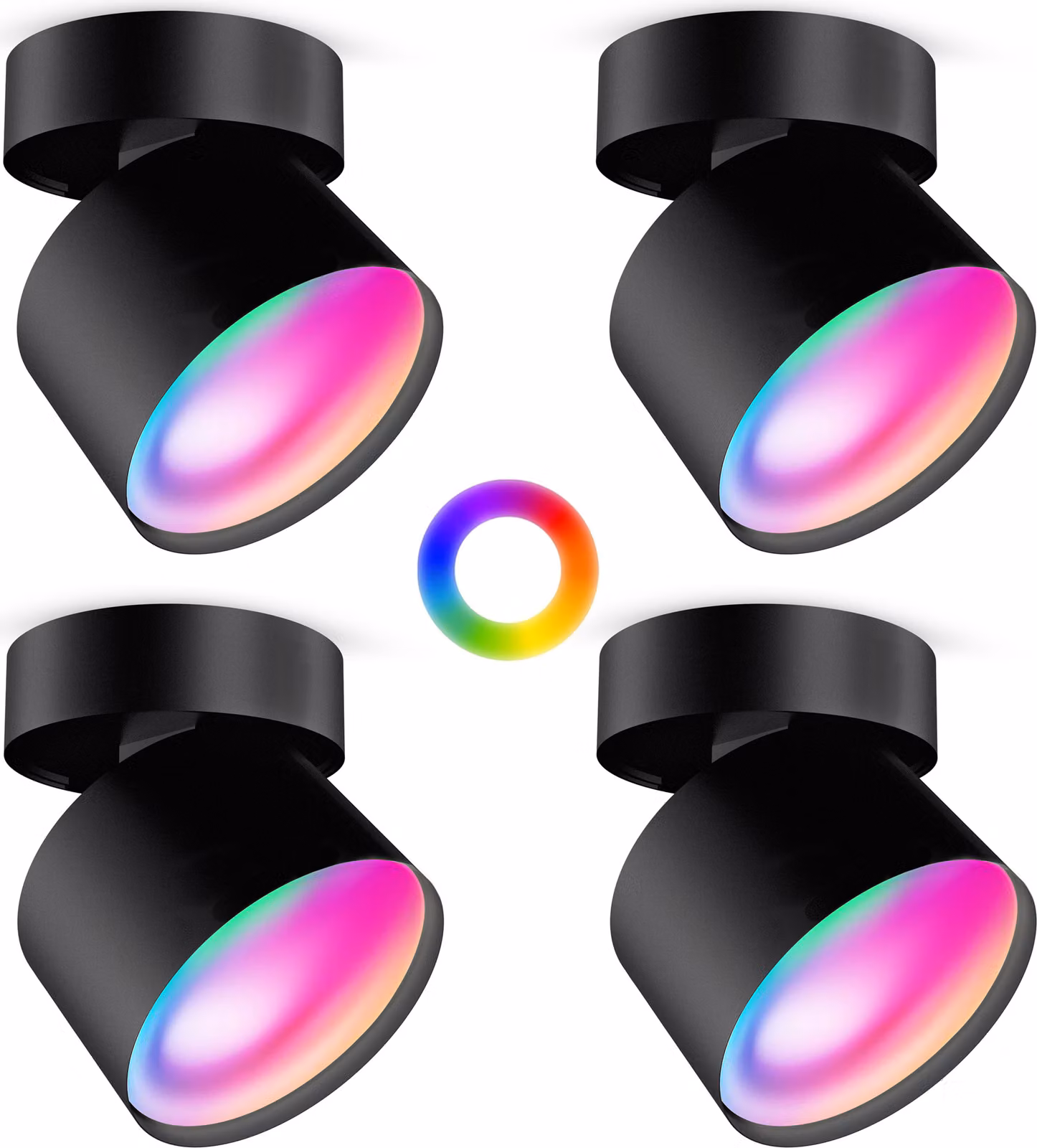 SSC-LUXon set di 4 faretti da soffitto SAMU orientabili in nero - con 4 Smart GX53 LED 6W RGB CCT WLAN - compatibile con Alexa, Siri e Google