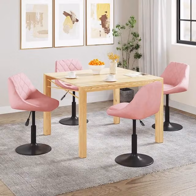 Sedie da Pranzo Girevoli 4 pz Rosa in Velluto 3088796