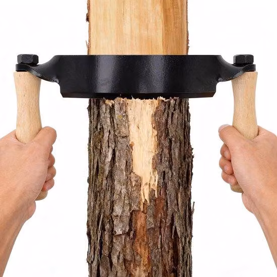 Coltello per lavorazione del legno in acciaio al tungsteno curvo, lunghezza 20 cm, con manico in legno e taglio preciso