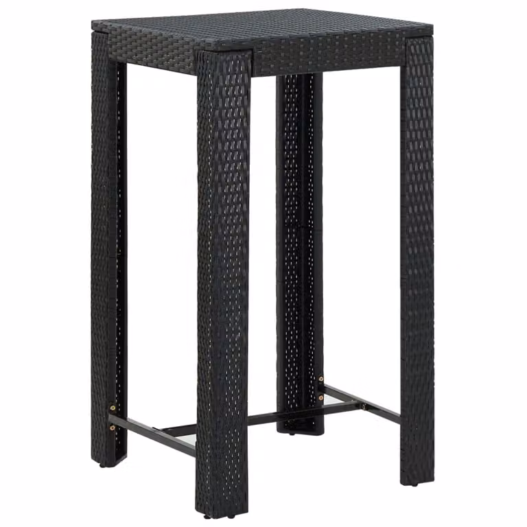 Tavolo bar da giardino nero 60,5x60,5x110,5 cm in poly rattan