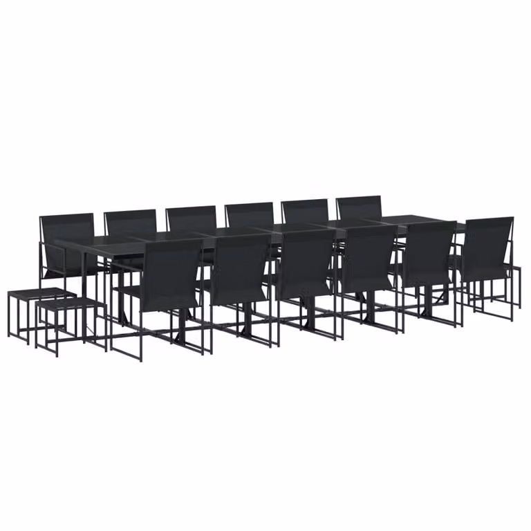 Set da Pranzo da Giardino 17 pz Nero in Textilene
