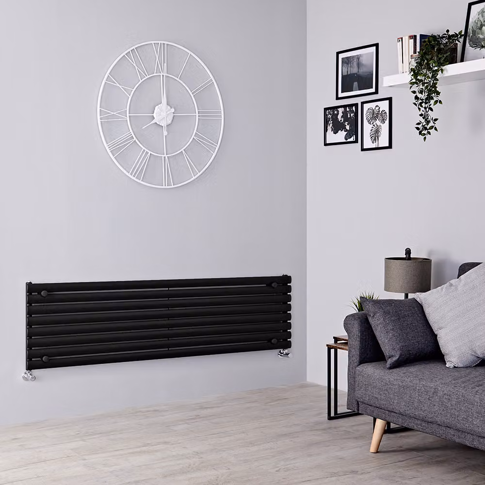 Radiatore di Design Orizzontale - Pannello Singolo - 472mm x 1600mm - Nero - Revive