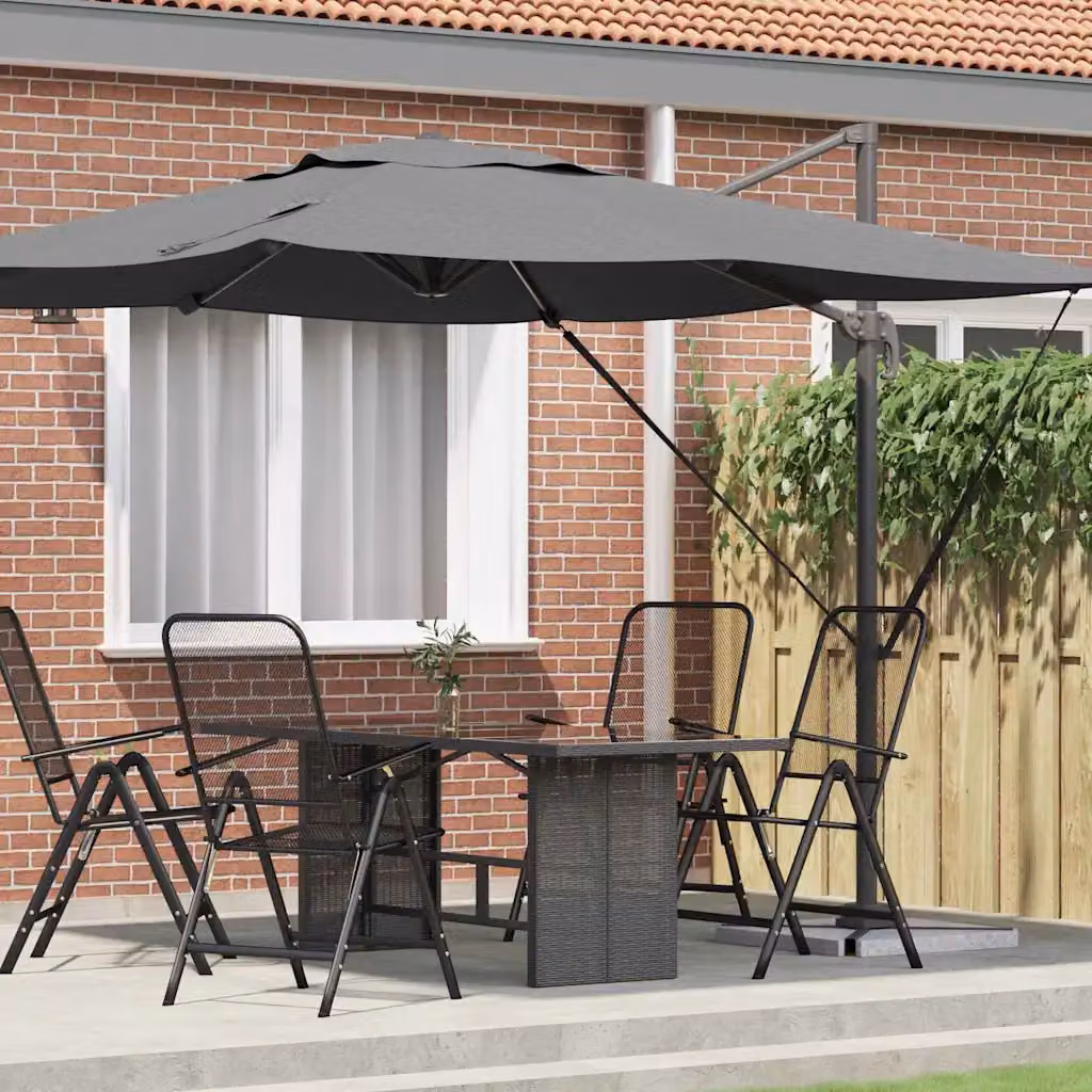 Parasole a braccio mobile vidaXL Roma Antracite in alluminio e poliestere L/P/H: 286 x 284 x 265 cm