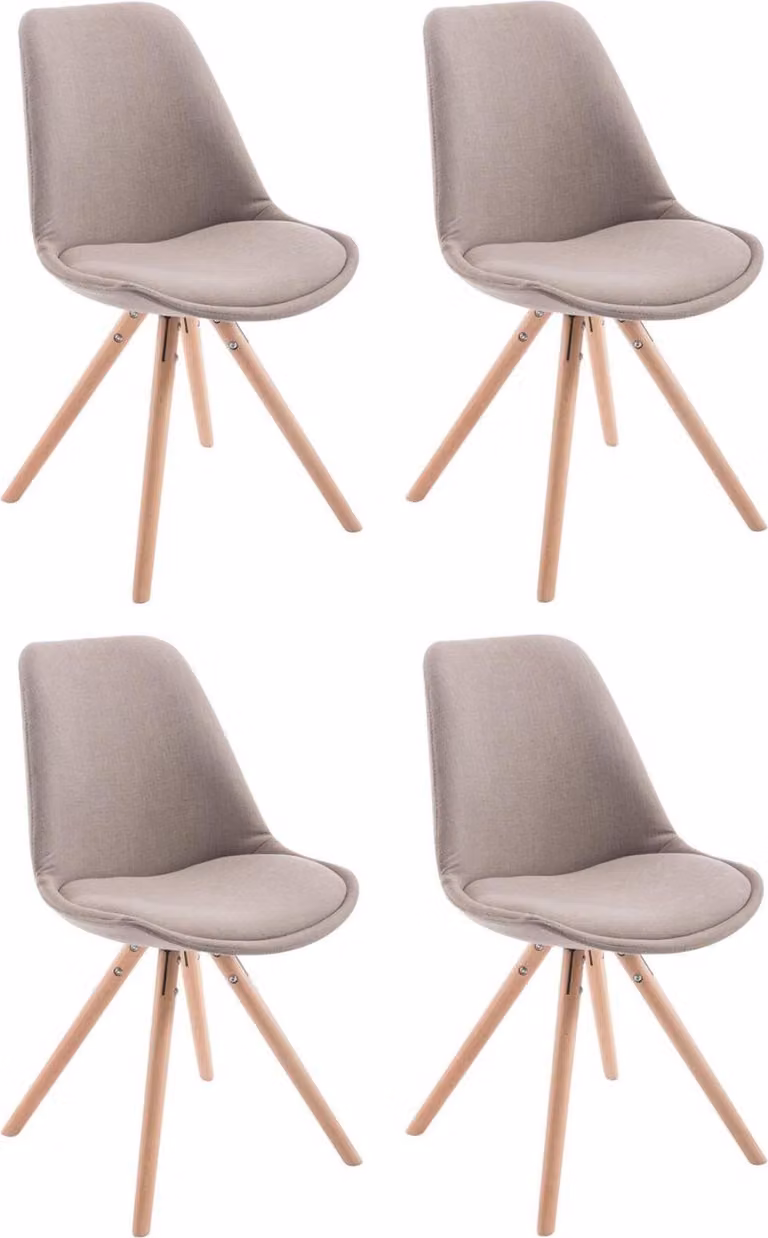 Set di quattro sedie per visitatori - Sedie per ospiti - Design elegante con robusta struttura in legno | Colore: Taupe | Colore dell'abbigliamento: Naturale