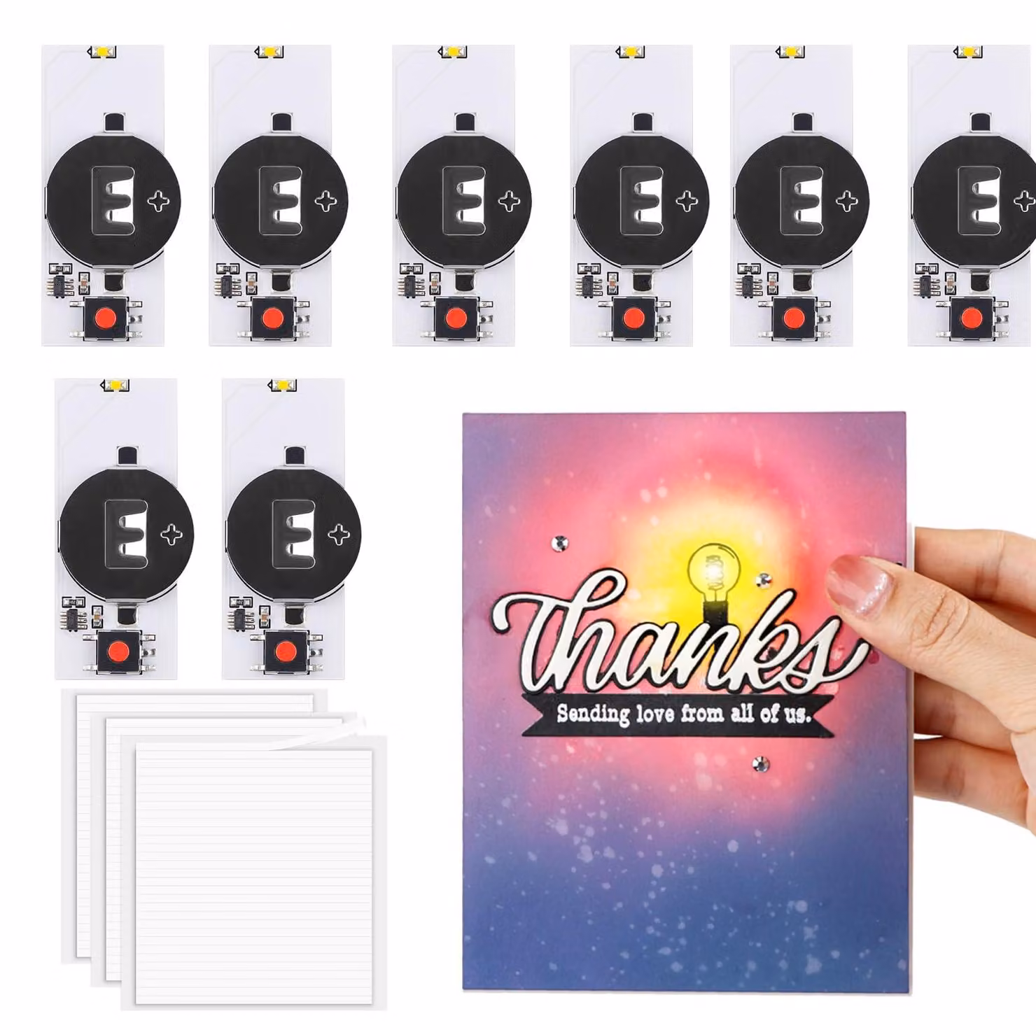 8 luci LED autoadesive, bianco caldo, 4,5x2 cm, ideali per album di foto e scrapbooking