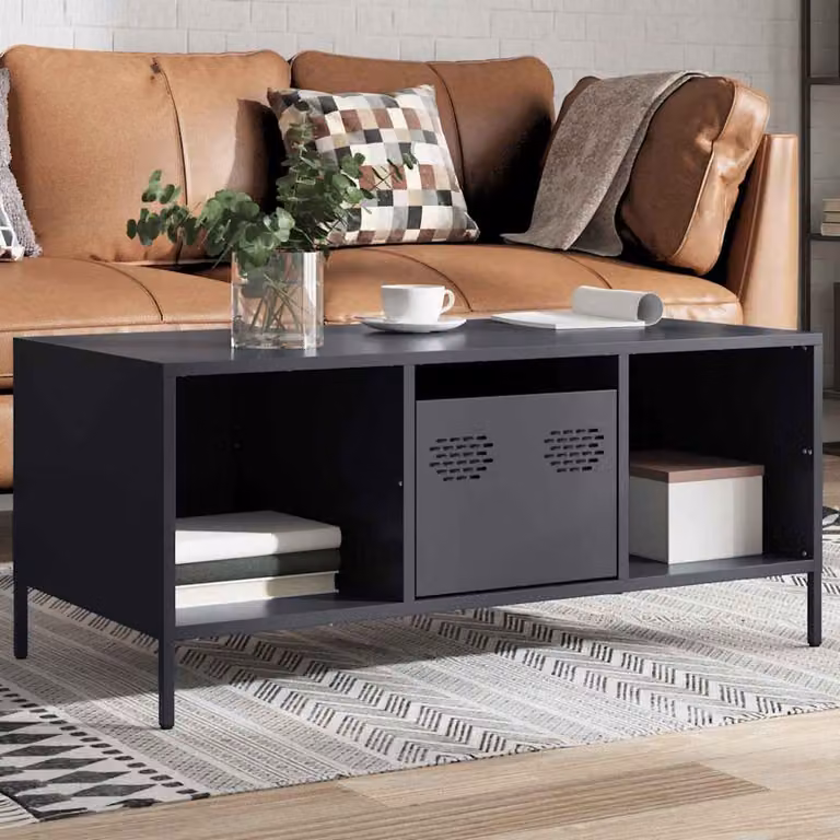 vidaXL Tavolino in Metallo Antracite con Piano Rettangolare L: 101,5 cm, P: 50 cm, H: 43,5 cm