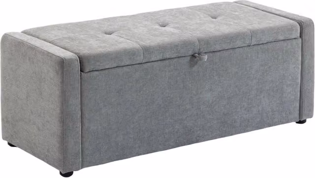 Pouf contenitore imbottito in tessuto Minimal grigio chiaro L: 122 cm, P: 48 cm, H: 44 cm
