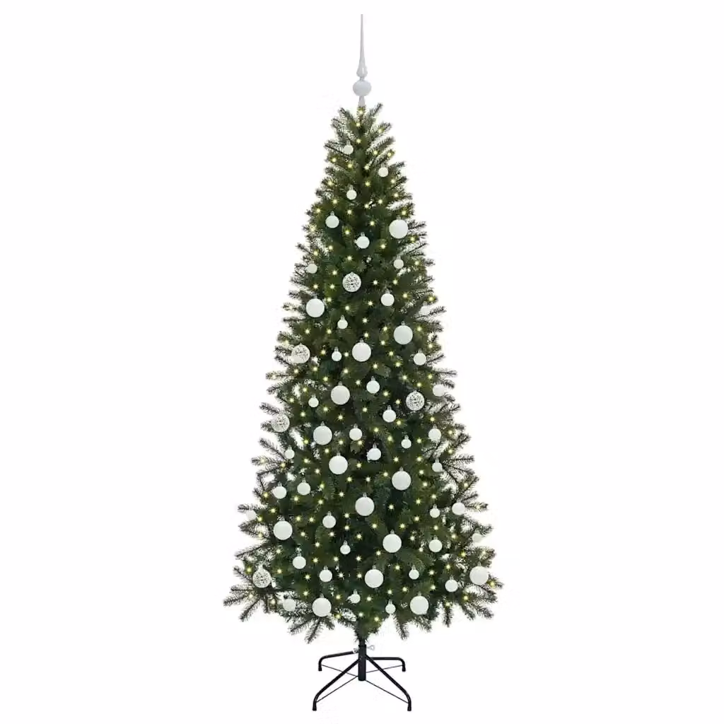 Albero di Natale artificiale moderno vidaXL verde con 300 LED luce bianca calda in PE e PVC, Altezza: 180 cm – 2