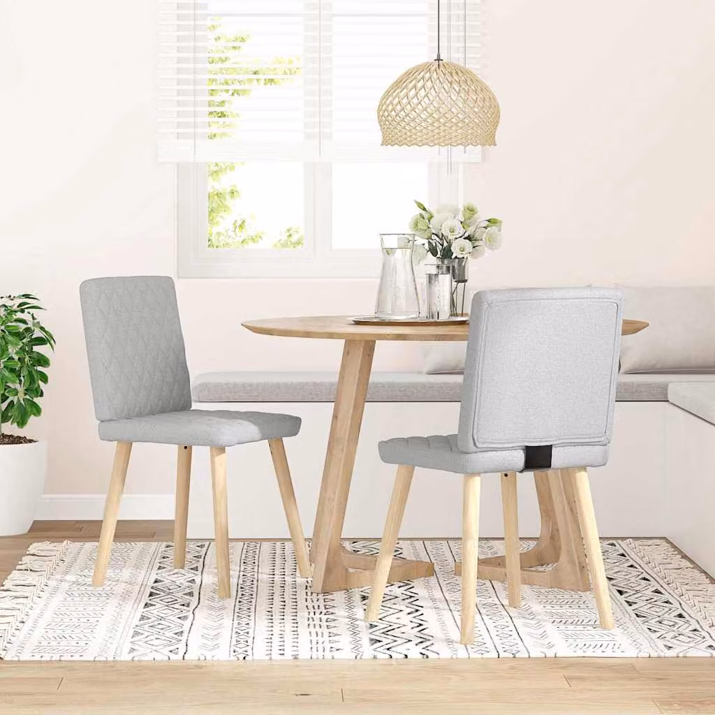 Set di 2 sedie da pranzo vidaXL in tessuto grigio nuvola con struttura in legno e metallo