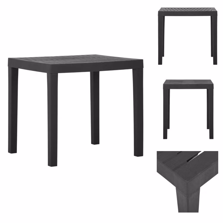 vidaXL Tavolo da giardino grigio 79x65x72 cm in plastica - Tavoli da giardino