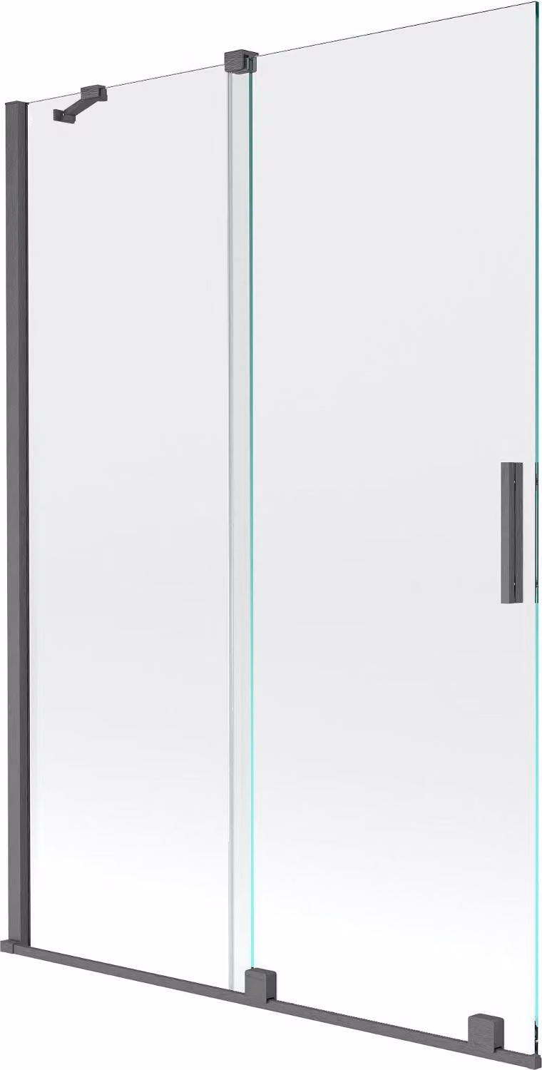 Mexen Velar paravento da bagno a 2 ante scorrevoli 120 x 150 cm, trasparente, grigio canna di fucile spazzolato