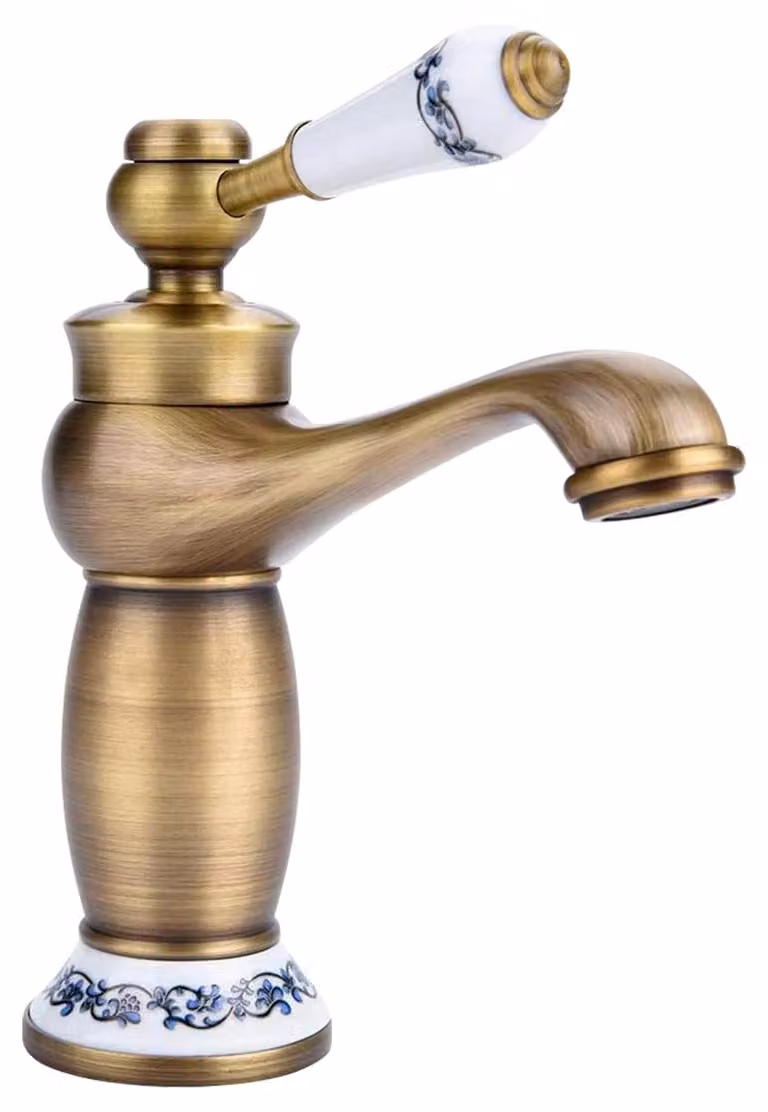 Solidchoice - Rubinetto per lavabo in stile retrò con manopola in Vetroceramica, ideale per il bagno