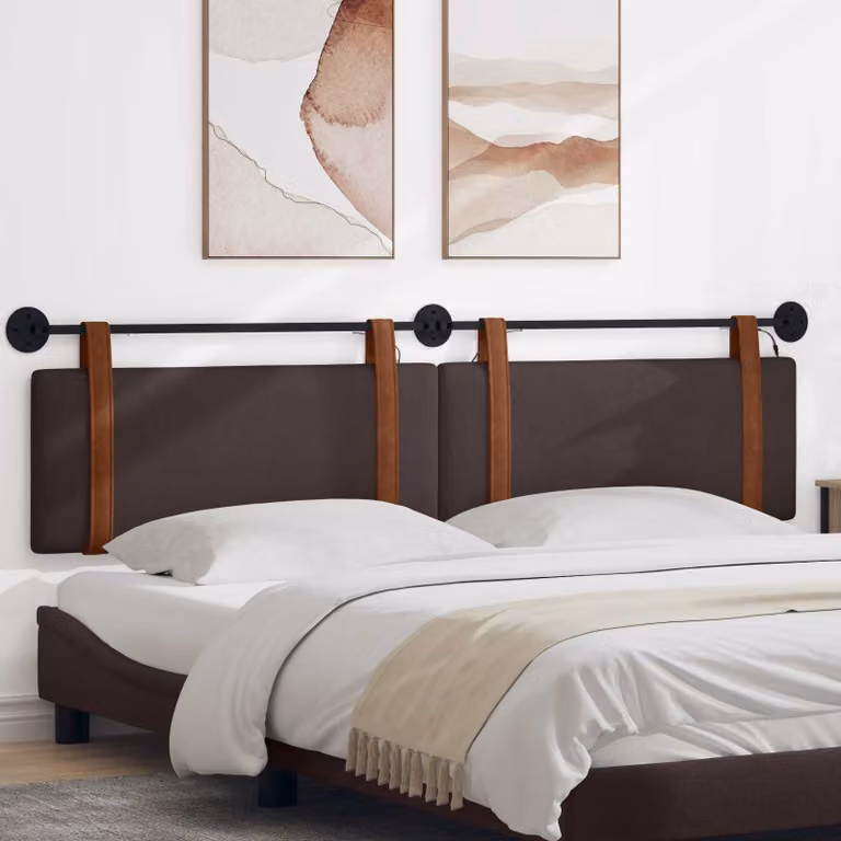 Testiera sospesa vidaXL con luce LED integrata in similpelle marrone scuro