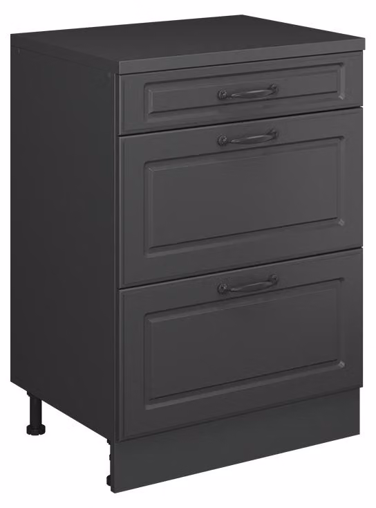 Mobile cucina sottotetto Vicco R-Line Antracite rustico 60 cm senza inclinazione con 3 cassetti, Model 61696