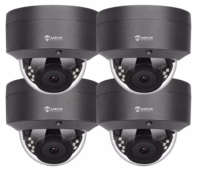 Telecamera dome IP, risoluzione 5MP, design resistente agli agenti atmosferici, colore grigio, 4 unità, obiettivo da 2,8 mm