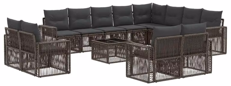 Set Divano da Giardino 13 pcs Grigio e Grigio Scuro polyrattan