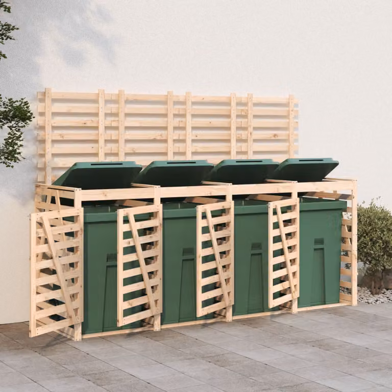 vidaXL Copribidone Quadruplo in Legno di Pino Massello Rustico Marrone L: 318 cm, P: 91,5 cm, H: 128,5 cm