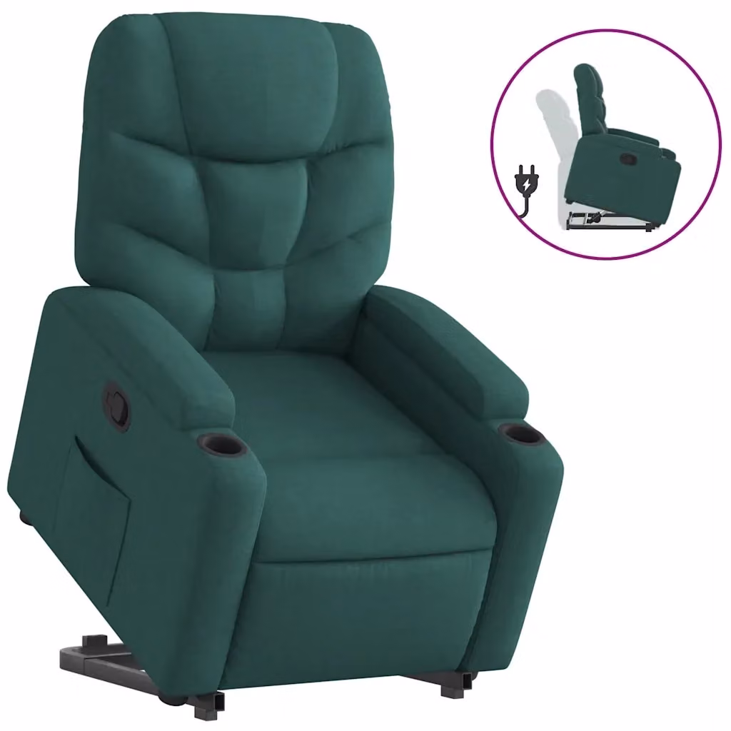 Poltrona Alzapersona Reclinabile vidaXL Verde con Braccioli e Assistenza Elettrica per Senior – 2