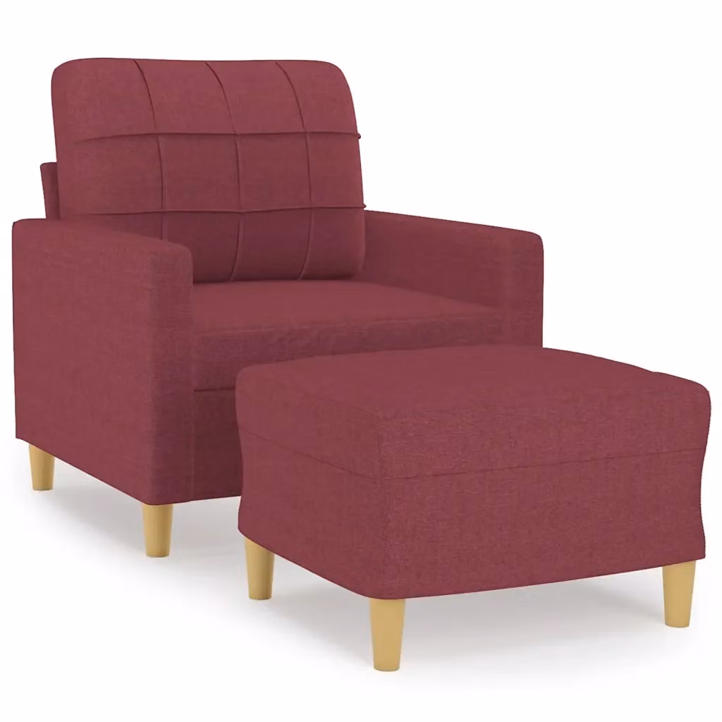 Poltrona Relax con Poggiapiedi vidaXL in Tessuto Rosso con Braccioli e Struttura in Metallo e MDF – 2