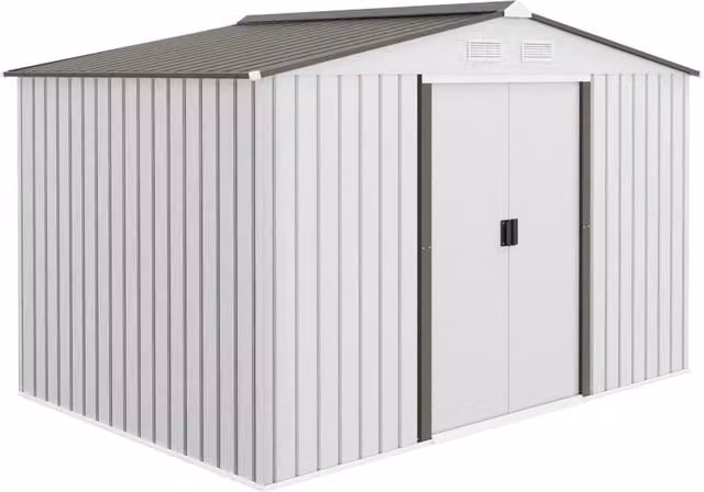 Casetta da Giardino in Acciaio con Porte Scorrevoli ¨C zephmum ¨C Argento 277x195x192 cm